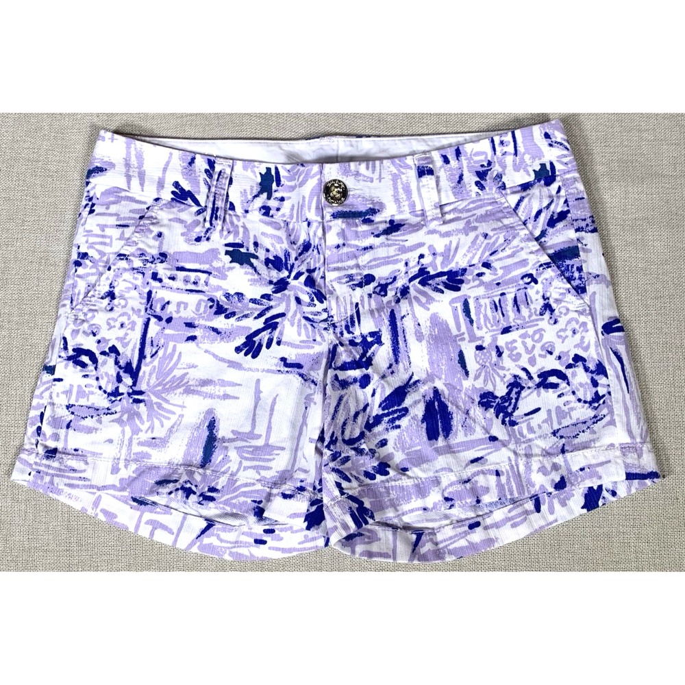 Lily Pulitzer The Callahan Short‎ 5 Inch Inseam Blue And Violet Pattern
